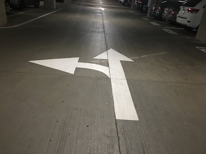 Parking lot striping and arrows in Leavenworth, Kansas